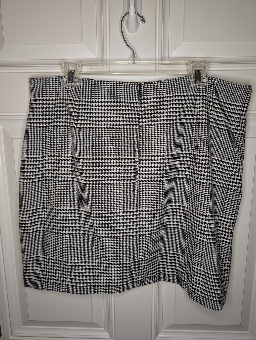Rachel Zoe Black White Houndstooth Glen Plaid Mini Skirt Size 14 Lined Back Zip - Picture 2 of 5